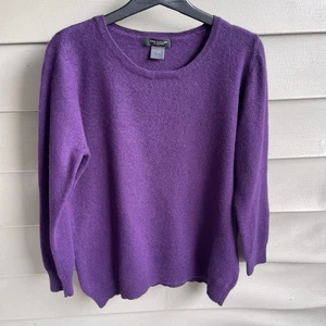 Maglione donna Ann Taylor silenzioso lusso cashmere taglia large viola preppy capsula - Foto 1 di 8
