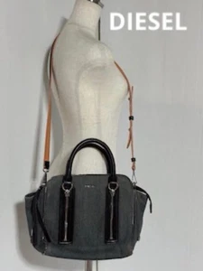 Diesel Women Shoulder Bag 2Way Handbag Denim Removable Luxury Classic Sleek JPN - Picture 1 of 10