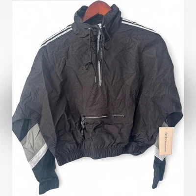 NWT BCBG Generation Sporty Cropped Windbreaker Jacket Womens size M Black & Grey - Image 1 of 4