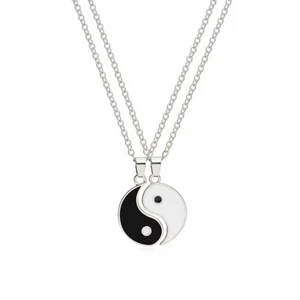 Schwarz-weiß Yin & Yang Halskette mit Anhänger, Silber, Paar für Paare, BFF's - Bild 1 von 1