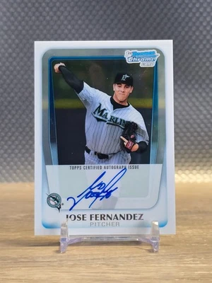 2011 Bowman Chrome JOSE FERNANDEZ 1st Draft Prospects auto #BCAP-JF Marlins - Image 1 of 2