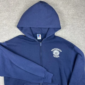 Sudadera con Capucha Russell Vintage Universidad de Texas Cremallera Completa Talla Adulto XL Azul - Imagen 1 de 10