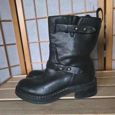 Botines de motociclista de cuero de trapo y hueso para mujer 7,5 EE. UU. EUR 38 negros Foto 1 de 4