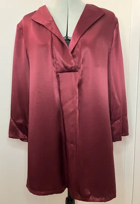 Blusa J. Jill 100% Seda Marrón Manga Larga Cuello Elegante Talla M Negocios Informal Foto 1 de 4