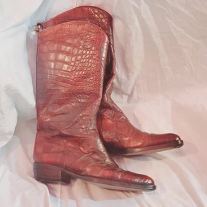 Joan & David Handmade Braun Herren Westernstiefel Made Italy Gr. 41 M Kroko U S8 - Bild 1 von 7