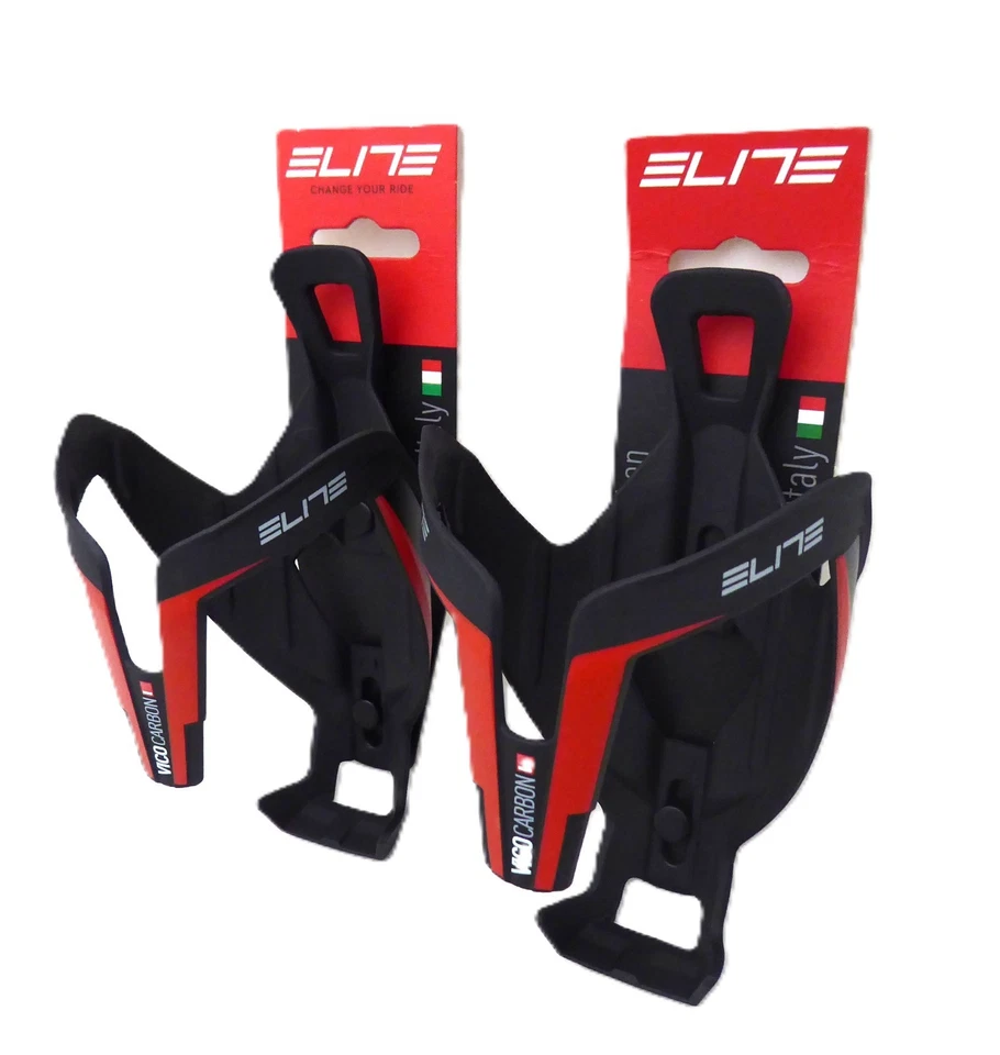 Elite SRL Vico Carbon Water Bottle Cage - Matte Black/Red -  Pair - Image 1 of 1