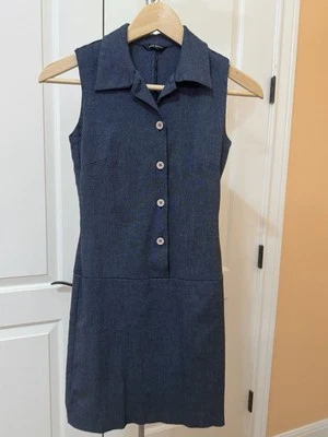 Just Basic Y2K Navy Sleeveless Button-Up Mid Thigh Collared Mini Dress - Size S - Image 1 of 2