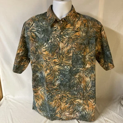 Camisa de Campamento Island Republic Hombres Hawaiana Aloha Mediana Abstracta Floral 100% Algodón Foto 1 de 4
