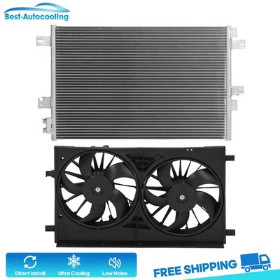 A/C Condenser and Cooling Fan Assembly Kit For 2011-2014 Chrysler 200 2.4L 3.6L - Image 1 of 4