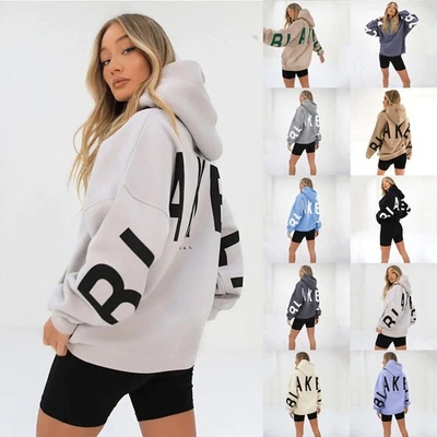 Women Blakely Print Hoodie Hooded Sweatshirt Pullover LooseSports Long Sleeve HU - Image 1 of 4
