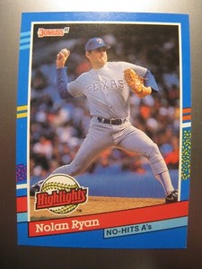 1991 Donruss Highlights #BC-3 No Hitter Nolan Ryan Texas Rangers