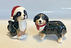 NEW MINIATURE 2" CHRISTMAS PUPPIES DOGS SALT AND PEPPER SHAKER SET - Picture 1 of 6