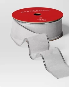 Wondershop Silver sheer ribbon  wire edged 2" x 75' Xmas bows - Picture 1 of 1