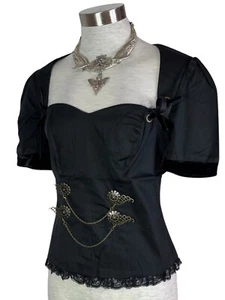 Blusa Top Spin Doctor Hell Bunny Gótica Steampunk Gótica Vampiro Eduardiano - Imagen 1 de 5