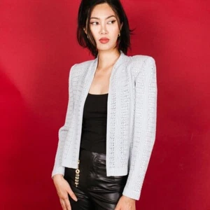 St. John Women's Grey and Blue Jacket - Picture 1 of 4