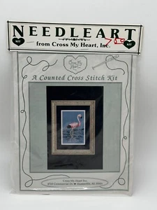 Vtg Cross My Heart Counted Cross Stitch Kit Needleart Pink Flamingo New Sealed - Picture 1 of 3