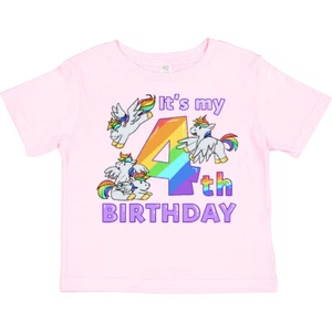 Inktastic It's My 4th Birthday Unicorn Toddler T-Shirt Rainbow 4 Party Four Year - Picture 1 of 10