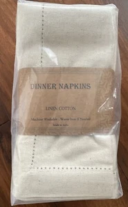 12 Linen Flax Cotton Cloth Dinner Napkin 18” X 18” Natural with Hemstitched - Picture 1 of 7