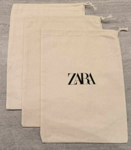 ZARA Shoe DUST BAG POUCH 12.5 x 8.5 Lot Of 3 Drawstring - Picture 1 of 2