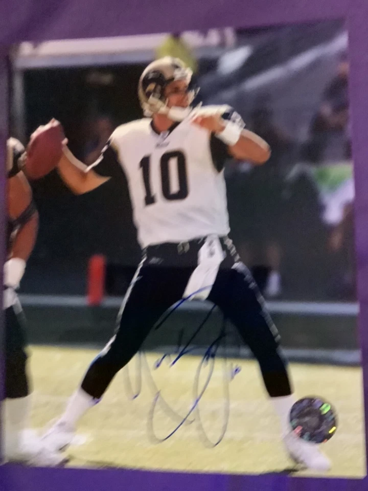 FOTO 8X10 FIRMADA POR MARK BULGER DE ST LOUIS RAMS LA WVU FÚTBOL CERTIFICADO DE AUTENTICIDAD AUTOMÁTICO Foto 1 de 1