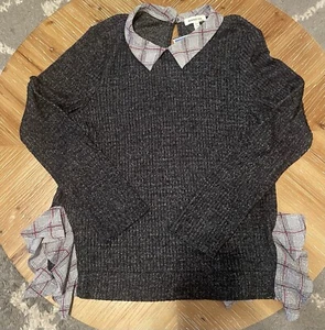 Suéter ligero de manga larga gris Monteau con volantes talla XL - Imagen 1 de 5