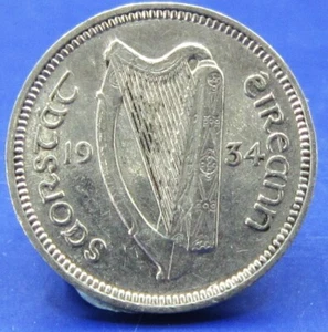 IRELAND 1934  THREEPENCE  ( 3d ) / SNIFF'S  ANCIENT COINS T-3 - Picture 1 of 3