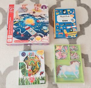 Bundle Children Magnetic Toys*Janod magnetic book*Hape Solar System Puzzle &more