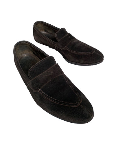 Mocassini uomo Prada scamosciati marrone scuro scarpe vintage taglia EUR 42
