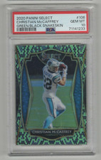 CHRISTIAN MCCAFFREY 2020 SELECT GREEN BLACK SNAKESKIN PRIZM #/2 PSA 10