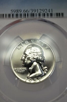 PR66 1957 PCGS GRADED SILVER WASHINGTON QUARTER RARE UNCIRCULATED COIN PR 66 - Image 1 of 4