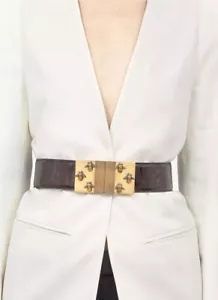 Alexander McQueen bee plaque tortoise leather belt size 65 26 XS extra small - Picture 1 of 24