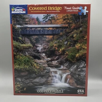 Puente cubierto White Mountain 1000 piezas rompecabezas piezas más grandes NUEVO SELLADO EE. UU. Foto 1 de 4