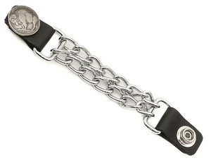Buffalo Head 6.5 Inch Motorcycle Vest Extenders Biker 4" Chrome Chain Extension - Picture 1 of 2