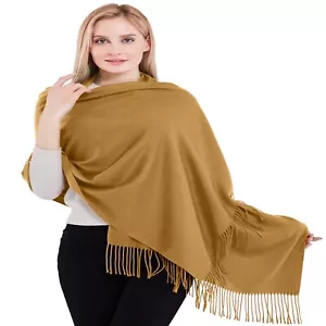 Sciarpa scialle misto cotone design tinta unita oro spesso Pashmina CJ abbigliamento *NUOVA* - Foto 1 di 12