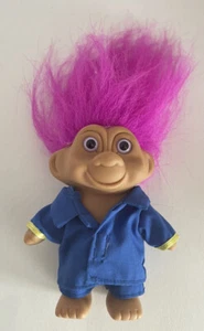 Vintage Troll With Pink Hair and Blue Outfit 5 Inches - Picture 1 of 2