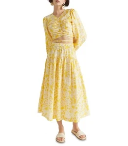 Seed Heritage Floral Midi Gathered Skirt in Gold Amber Floral - Size 8 - Picture 1 of 4