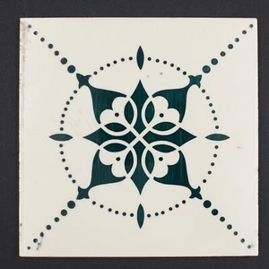 Antique Art Tile Ceramic Victorian Old Church Gothic Art Deco Dark Green 6" W - Picture 1 of 8
