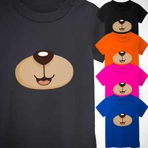 Cute Bear Smile Kids Short Sleeve Tshirt For Animal Lover USA Sarcastic Gift Tee - Picture 1 of 14