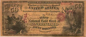 Reproduction $50 National Gold Bank Note 1870 1st National Gold Bank SF CA Copy - Picture 1 of 6
