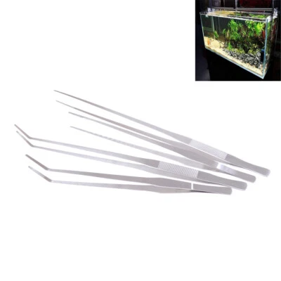 38/48cm Long Aquarium Live Tank Curve Plant Tongs Stainless Steel Tweezers Re - Image 1 of 4