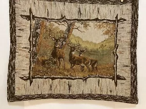 Deer Buck Woven Pillow Cover Huge 24” x 31” Hunting Cabin Decor Woodland Scene - Picture 1 of 5