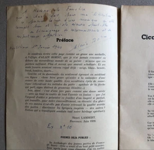 Alain Borne — Cicatrices de songes — envoi — Les Feuillets de l'îlot — 1939. - Picture 1 of 6