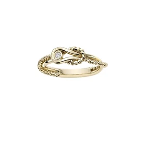 Phillip Gavriel 14K Yellow Gold Italian Cable 0.025ctw Diamond Love Knot Ring - Picture 1 of 6