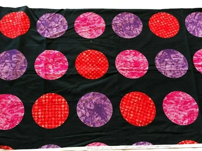 "Cherry Jubilee" by Mary Lou Weidman for Benartex BTY fabric. Black & lg circles - Image 1 of 3