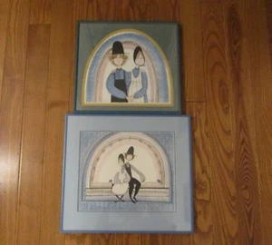 Set 2 Vintage 1979 P Buckley Moss Hand Signed Numbered Prints Amish Couple Frame - Picture 1 of 10