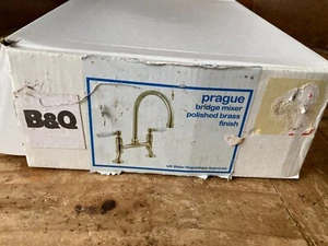 B&Q Prague Brass Finish Bridge Mixer Tap Set - Picture 1 of 12