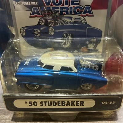 1950 STUDEBAKER '50 MUSCLE MACHINES VOTE AMERICA DIECAST CAR 1:64 BLUE 04-63 - Image 1 of 4