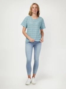 JEANSWEST Alexa Teal Cotton Tee T-Shirt Top - Size L BNWT - Picture 1 of 9