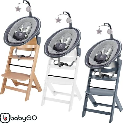 Treppenhochstuhl Hochstuhl Liegefunktion Aufsatz Baby Kinder Holz BabyGo