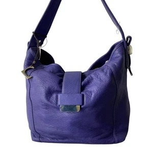 Bolso de Hombro Hobo Liz Claiborne Púrpura Holgado Cuero Guijarro Años 90 Y2K De Colección Nuevo con Etiquetas - Imagen 1 de 11